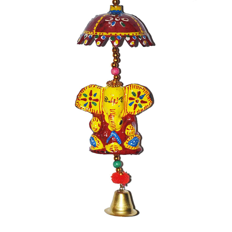 Suvasane Rajasthani Handcrafted Decorative Lord Ganesha Wall/Door/Window Hanging Bell (41X8X7 CM)