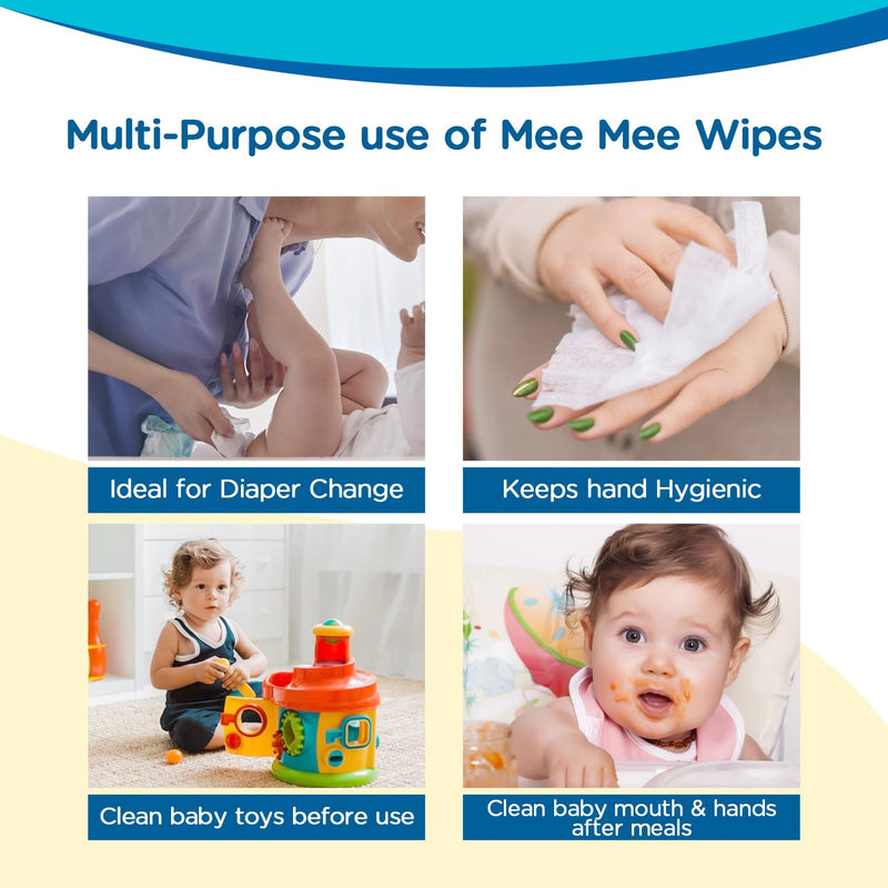 Mee Mee Baby Gentle Wet Wipes Infused with Aloe vera & Lemon Extracts, Mild fragrance for Babies/Kids/Infants (Pack of 3, Count 72 Pieces)