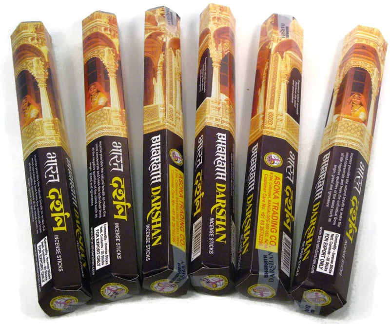 Bharat Darshan Incense Sticks Handmade in India. Six Pack of 120 Sticks.