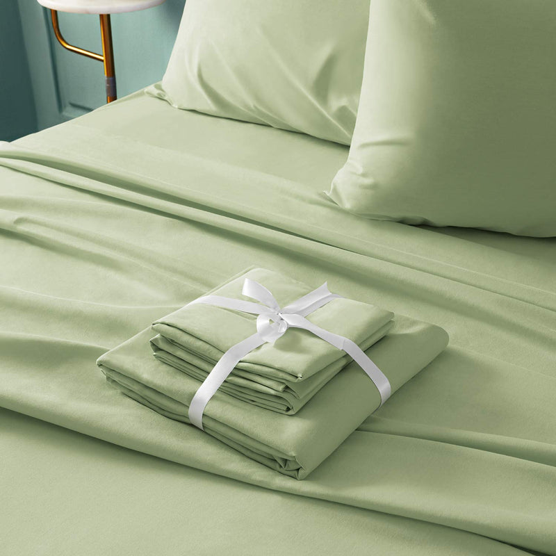 BYSURE Hotel Luxury Bed Sheets Set 6 Piece(Full, Sage Green) - Super Soft 1800 Thread Count 100% Microfiber Sheets with Deep Pockets, Wrinkle & Fade Resistant