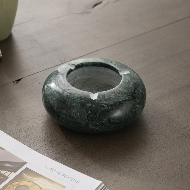 NikkisPride Handmade Marble Elegant Stone Green Ash Tray Decorative Home Decor Piece for Living Room