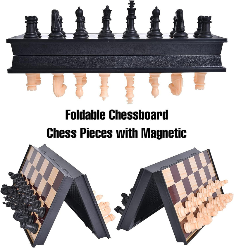 Prime Deals Magnetic Educational Plastic Chess Board Set with Folding Chess Board 2 Players Travel Toys for Kids and Adults (12 Inch) (Brown Color)