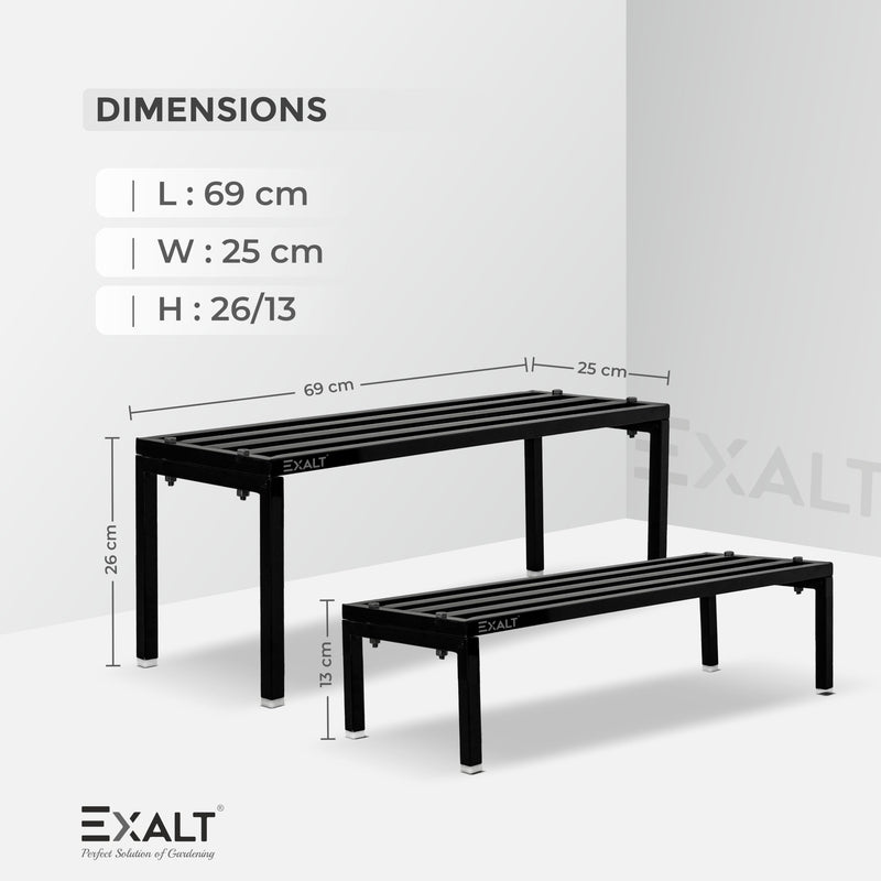 EXALT® Plant Stand for balcony (27 Inches) | Planter stand for living room | Pot stand for outdoor/Indoor plants Heavy Duty Metal Stands (Set of 2)