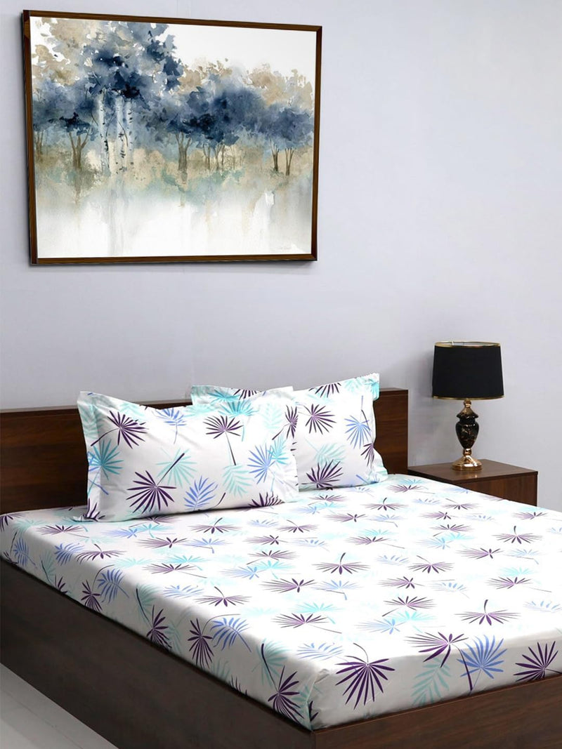 Bombay Dyeing King Size Bedsheet - 180 Thread Count Cotton Digital Print 274cmx274cm Super Soft Bedding Set Bed Linen with 2 Pillow Covers - 7004 (King, Magneta)