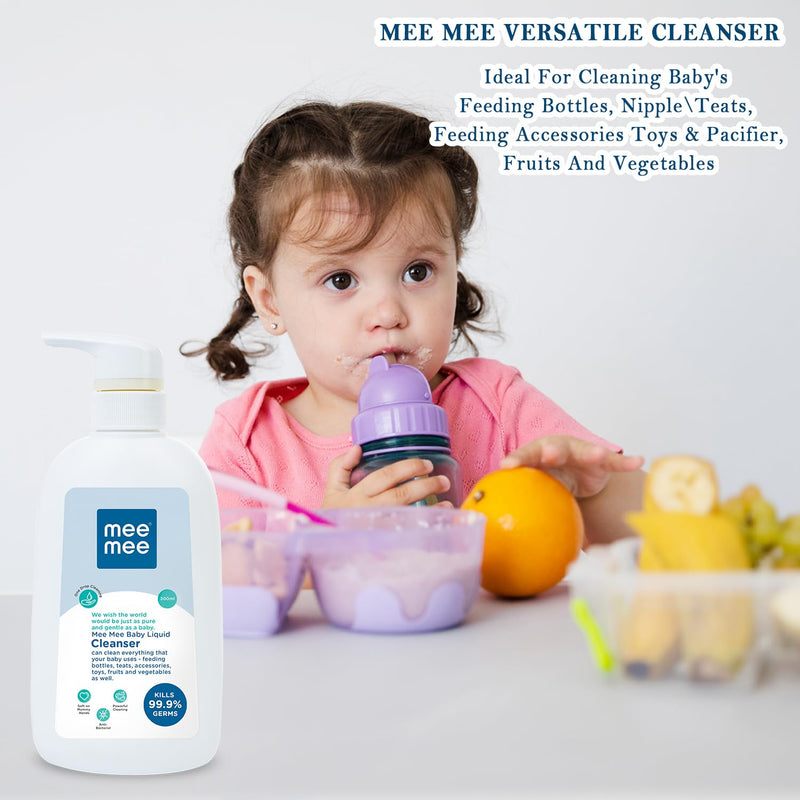 Mee Mee Anti-Bacterial Baby Liquid Cleanser | Feeding Bottle Cleaner Liquid for Nipple Cleaning/Clothes/Milk Bottle/Vessels (300 ml - Bottle)