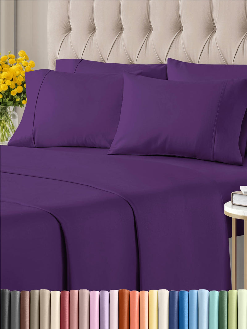 King , Purple : King Size Sheet Set - 6 Piece Set - Hotel Luxury Bed Sheets - Extra Soft - Deep Pockets - Easy Fit Breathable & Cooling - Wrinkle Free - Comphy - Purple Blum Bed Sheets - Kings Sheets - 6 PC