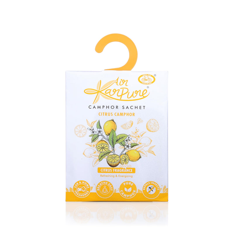 Cycle Pure Karpure Camphor Sachet - Pack of 5 | Air Freshener for Bathroom, Cars, Wardrobes, Homes, & Offices | Oudh, Citrus, Lavender, Thyme & Original Camphor Fragrance | Each Lasts up to 30 Days