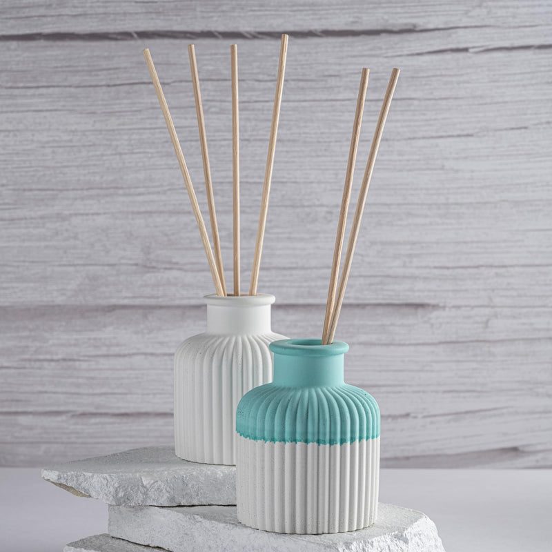 THE GREY BLEND® Concrete Reed Diffuser with 5 Reed Diffuser Stick Ideal for Bathroom, Entrance, Bedroom, Living Room, Stylish Reed Diffuser Pot (White)