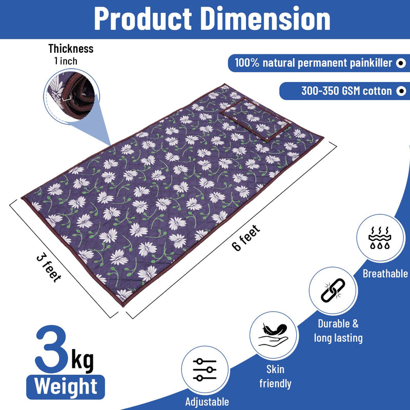 Magnowell Bio Magnetic Mattress Pad | 3 x 6 Ft | Comes with 1 Pillow | Water Bottle Cover/Bio Magnetic Water Energy Pad | Bio Magnettic Hand Bracelet Combo for Deep Sleep and Pain Relief | Dark Blue