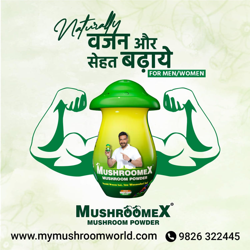 Mushroomex 100 Gram Mushroom Powder Ayurvedic Weight Gainer for Men Women and Adults with Natural Ingredients to Improve Stamina, Appetite and Overall Wellness (Pack of 1)