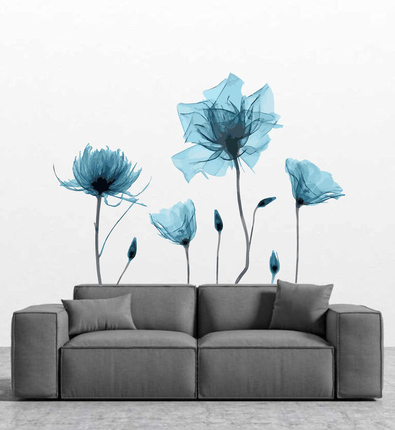 K2A DESIGN Blue Flower Wall Sticker Blue Color PVC Vinyl