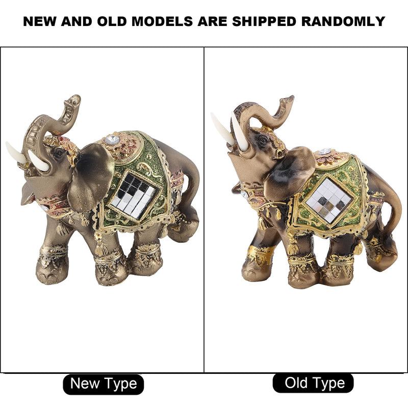 Akozon Elephant Statue Lucky Feng Shui Green Elephant Statue Sculpture Wealth Figurine Gift Home Decoration(M)