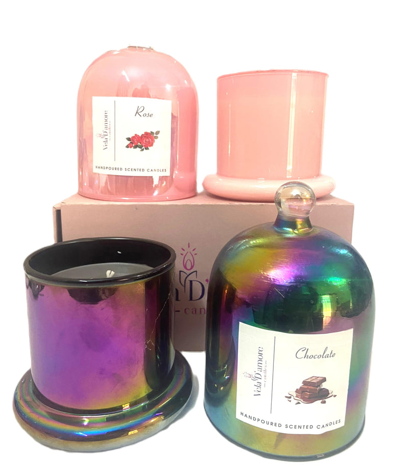 Vela D'amore candles Bell Jar Aroma Candles - Scented Aromatic Fragrance of Different Scent's - 100Gms (Rose & Chocolate)