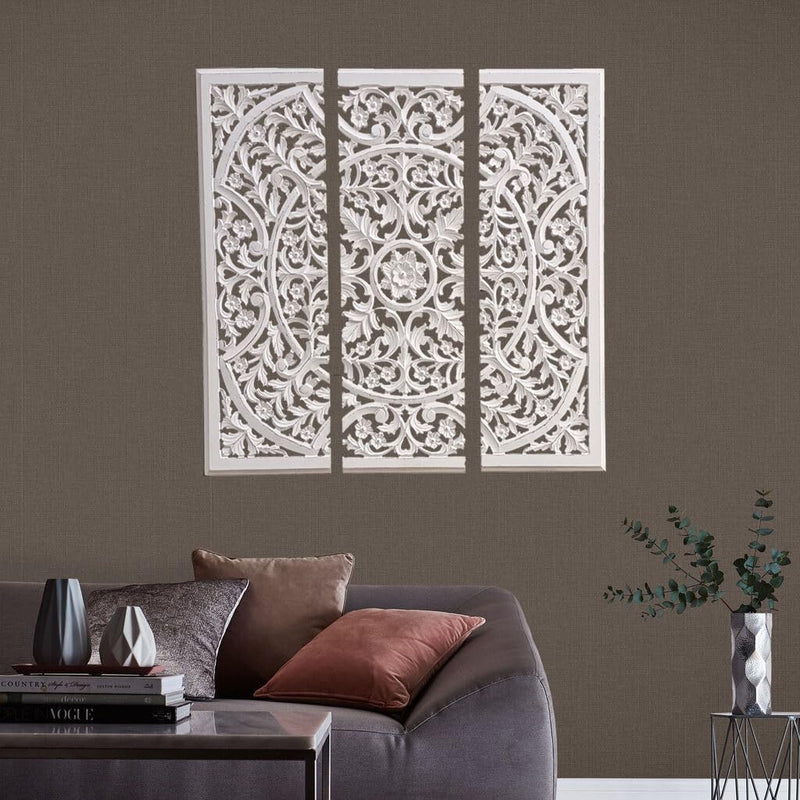 Modern Living Craft Wood Wall panel | Wall hanging plaque | Carving wall panel | For living room | bedroom | hallway | Office | (Size 36x36 inch)