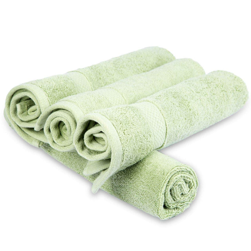 DIVINE OVERSEAS Double Ply Cotton Yarn, Soft, Quick-Dry, GSM 600 Hand Towel Set (Pack of 4, Sage Green)