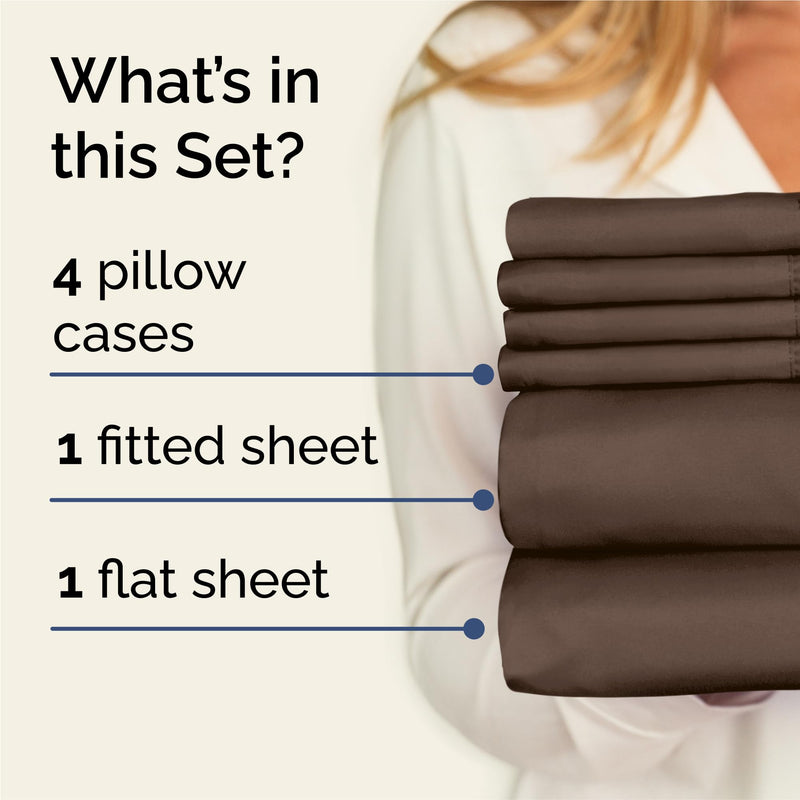 King , Brown : King Size Sheet Set - 6 Piece Set - Hotel Luxury Bed Sheets - Extra Soft - Deep Pockets - Easy Fit - Breathable & Cooling Sheets - Wrinkle Free - Brown Bed Sheets - Chocolate Kings Sheets - 6 PC