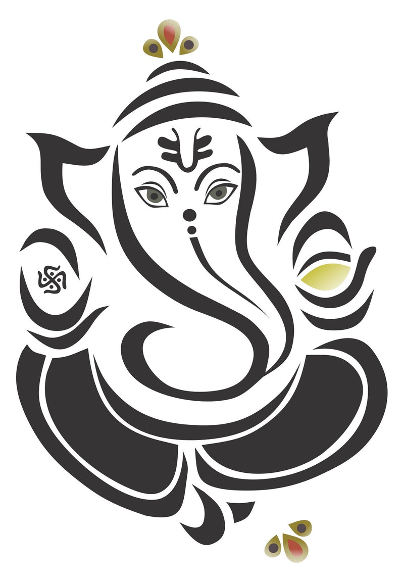 Asmi Collections Wall Stickers Beautiful Black God Ganesha Flower AS053