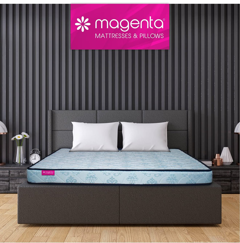 Magenta Siesta 4 Inch High Resilience Foam Dual Comfort Mattress, King Size Medium Firm Mattress with Superior Comfort Body Support Foams Mattress -(Sky Blue, 78 X 72 X 4 Inch)