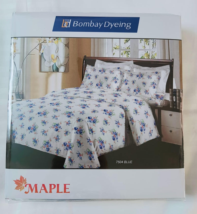 Bombay Dyeing Floral Queen Bedsheet Set, Maple Design