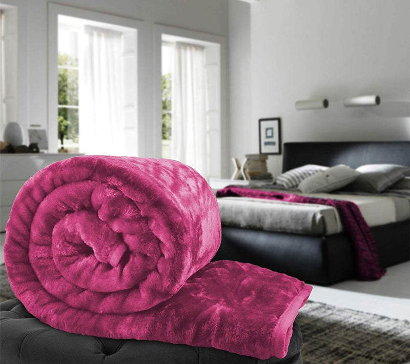 Global Home Winter Single Bed Microfiber Soft Korean Floral Embossed Blanket (Pink, 152 X 228 cm)