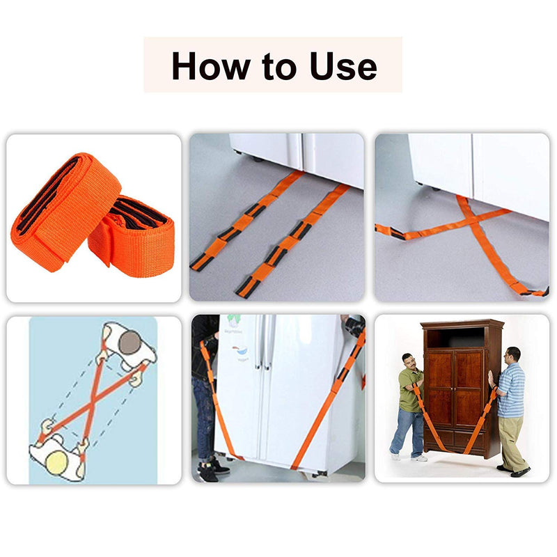 APURK 2 Pieces Furniture Canvas Lifting Moving Straps Carry Rope Belt Home Carry Furnishings Easier Furniture Carry Tools(Orange)