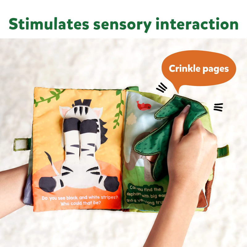 Skillmatics Peek-A-Boo Jungle Book - Soft Cloth Book for Baby, Infant & Toddler Toys, Crinkle Pages for Sensory Play, Gifts for Ages 6 Months and Up