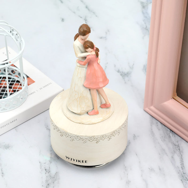 WJYIKEE Music Box Sculpted Hand-Painted Musical Figure Warm and Romantic Birthday Festival Musical Gift Home Office Studio Decoration (Mother & Daughter)