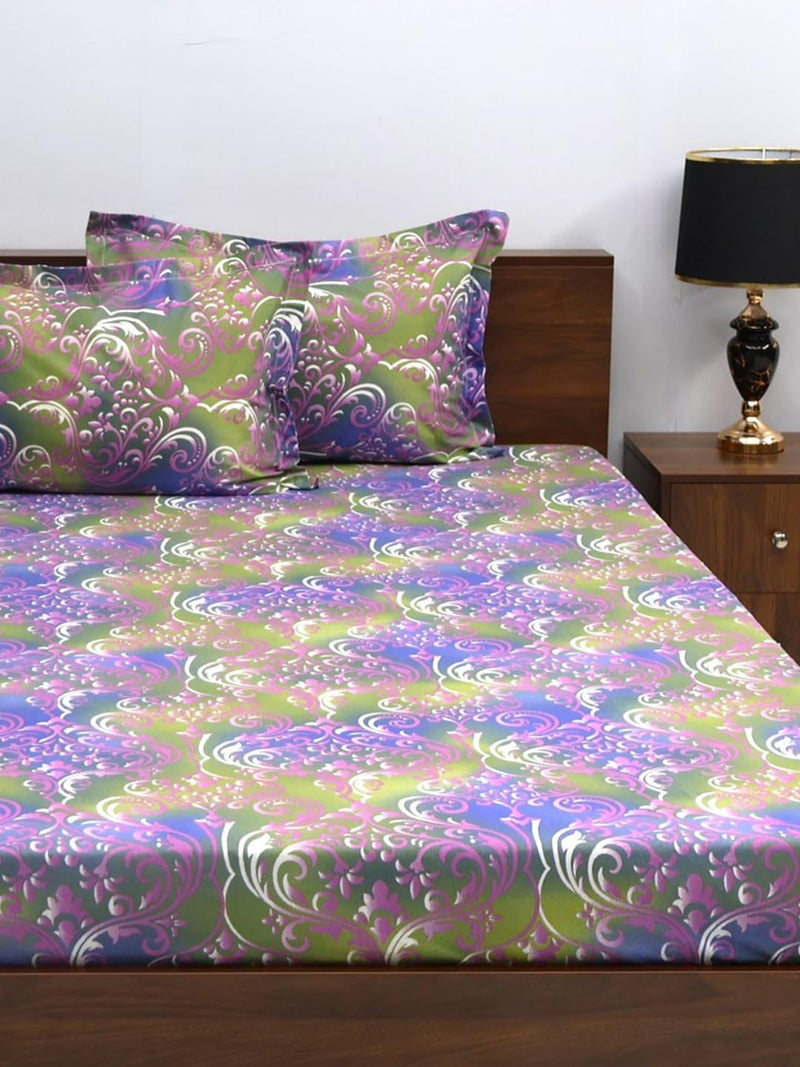 Bombay Dyeing Double Bedsheet Cotton 144 TC Premium Bedsheet & 2 Pillow Covers | Double | 224 X 254 Cms | Fade Less Colors | 2003 - Purple