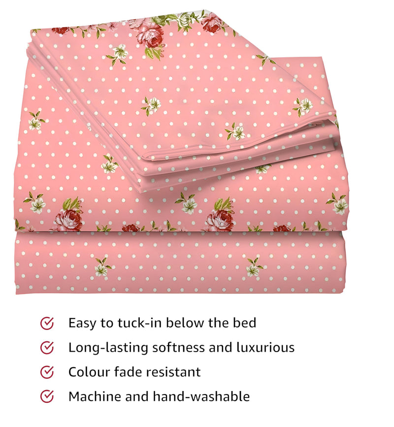 IVAZA Fitted Bedsheet, Elastic Fitted Bedsheets King Size, Bedsheet for Double Bed Elastic Fitted,160 TC Glace Cotton Premium Floral Fitted Bedsheet with 2 Pillow Cover(78x72 Inches Multi Leaf