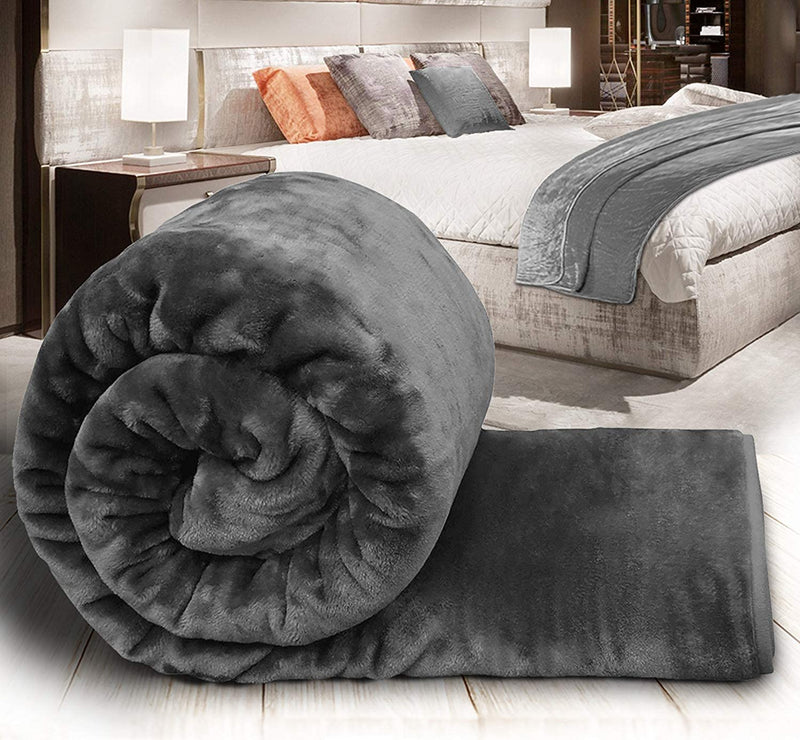 SoftTouchy 500 TC Winter | Mild-Winter Solid | Floral Super Soft Warm Mink Single Bed Ac Bed Blankets for Winter, Lightweight Kambal (Grey, Single - 85x60 Inch)