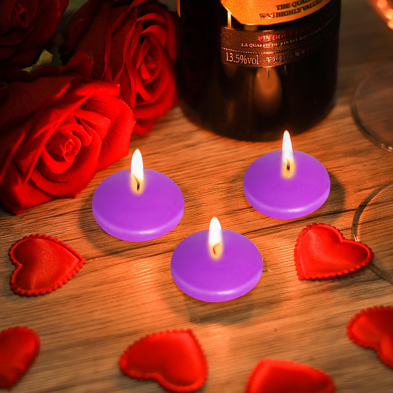 20 Pcs Floating Candles Centerpieces, 1.5 Inch Unscented Floating Candles Small Decoration, Floating Candles Vases for Valentine's Day, Thanksgiving, Wedding, Holiday Home Decor (Purple)