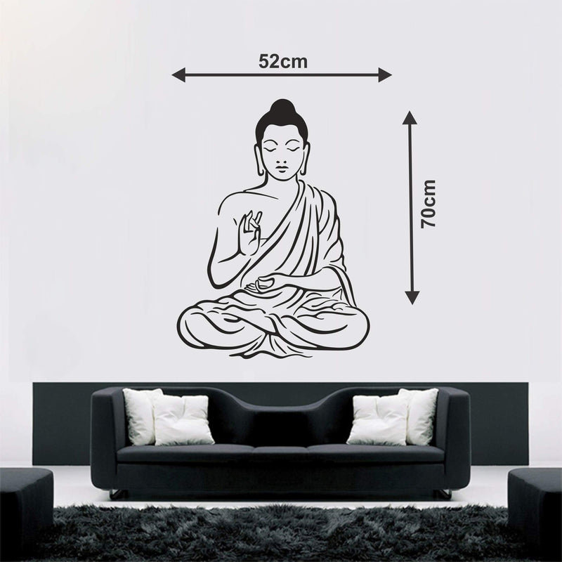 DECOR KAFE Meditating God Buddha Wall Stickers PVC Vinyl, (70CmX 52Cm)