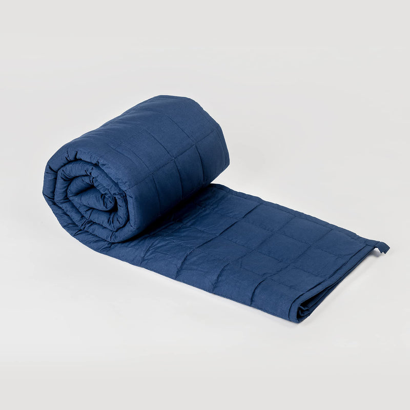 HOUSE OF CHARU | All Season Blanket | Indigo - Cotton Weighted Blanket | Cotton Material Filled with High Density Glass Beads | Cotton Blanket | Anxiety Blanket | Standard Size (50" x 75")