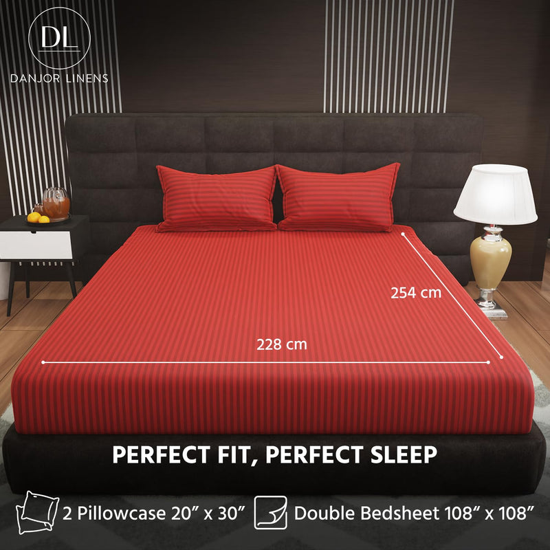 Danjor Linens Double Bed Queen Size 90"x100" Sheets 200 TC - Including Pillowcases - Deep Pockets -Breathable, Soft, Wrinkle Free Microfiber Bed Sheets - Machine Washable Double Bed Sheets (Maroon)