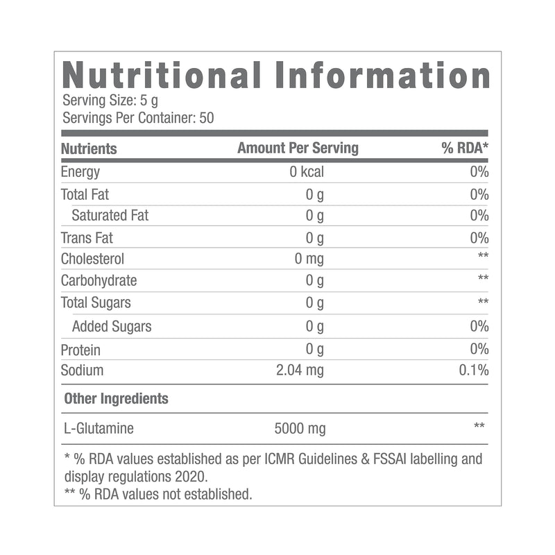 GNC Pro Performance L-Glutamine 5000 mg | 250 gm | 50 Servings | Key Amino Acid For Faster Recovery | Boosts Immunity | Supports Intestinal Function | Lactose Free | Zero Gluten | Unflavoured