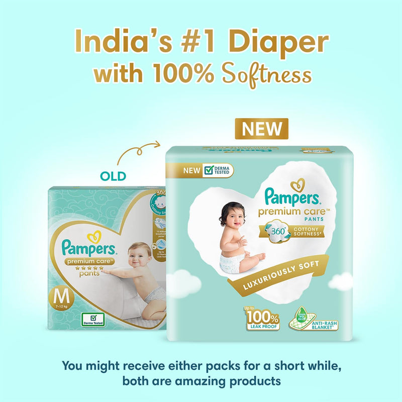 Pampers Premium Care Pants, Medium size baby diapers (MD), 54 Count, Softest ever Pampers pants