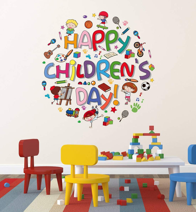 Tuffuk Happy Childrens Day Large Vinyl Wallstickers for Home Decorations(70 cm x 70 cm)5TZ0178