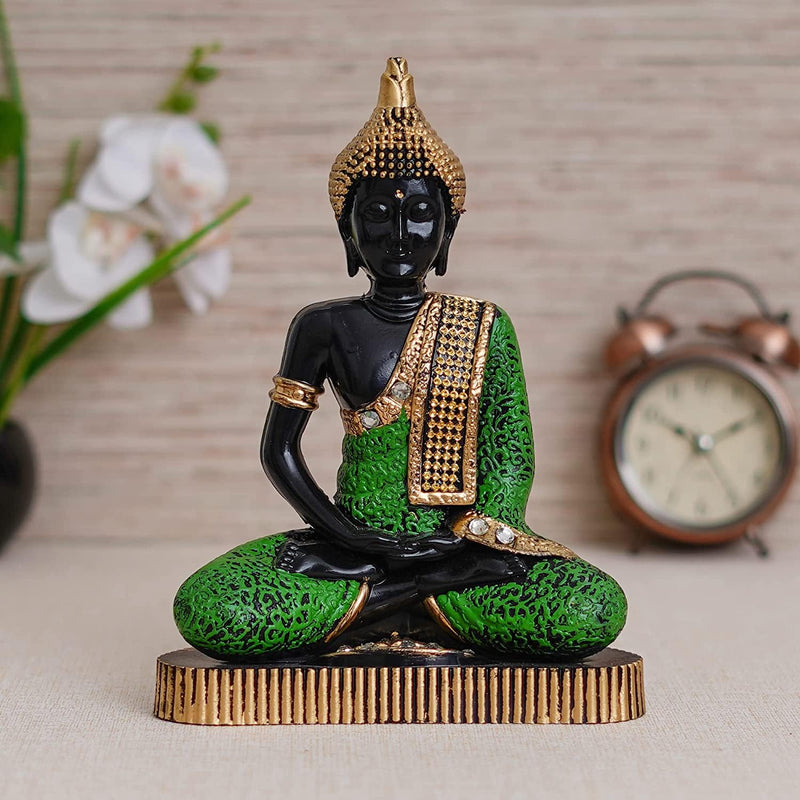 Webelkart Premium Combo of Rakhi Gift for Brother and Bhabhi and Kids with Meditating Buddha Statue Showpiece, Rakshabandhan Gifts for Bhai Sister - Fancy Rakhi with Meditating Buddha