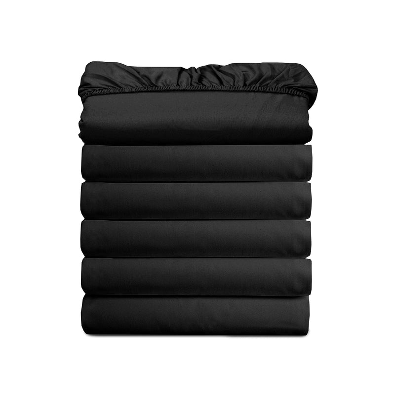 (6-Pack) Luxury Fitted Sheets! Premium Hotel Quality Elegant Comfort Wrinkle-Free 1500 Premier Hotel Quality 6-Pack Fitted Sheet with Storage Pockets on Sides, Full Size, Black