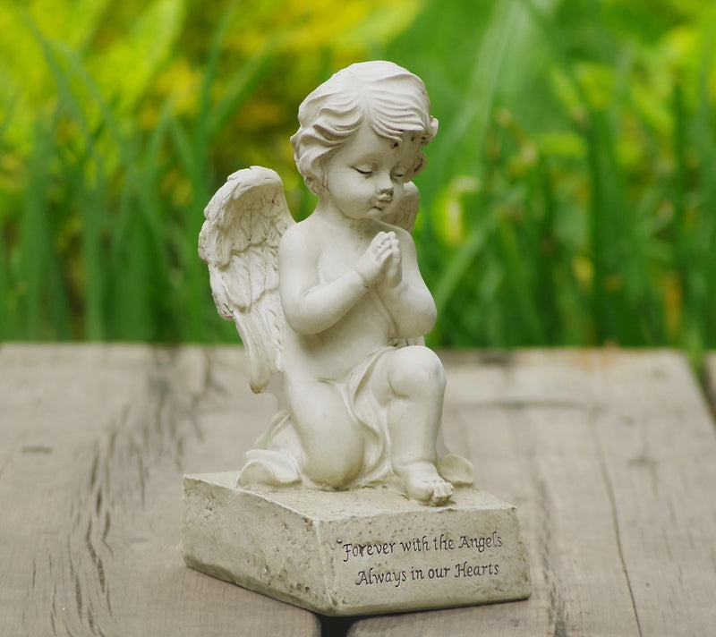 Artisan Flair 6.5 Inch Praying Angel Figurines,Resin White Cherubs Statues,Home Garden Memorial Angel Sculpture