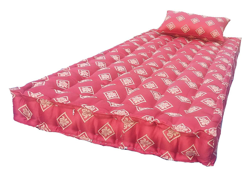 NIVEDHA MATTRESS -Organic Silk Cotton/Kapok/Ilavam Panju Single Cot Mattress 6 x 3 ft / 72 x 36 x 6 Inches with 1 Pillow(Panipat Cloth)..