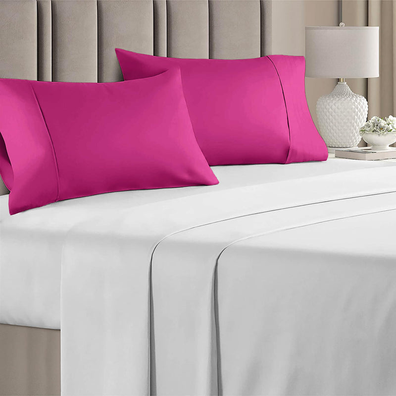 Pillow Covers Standard Size 17X27 Inches, Set of 2 Hotel Quality Microfiber Fabric Light Weight Soft & Breathable, Standard Size Pillow Cover 17x27 - Hot Pink