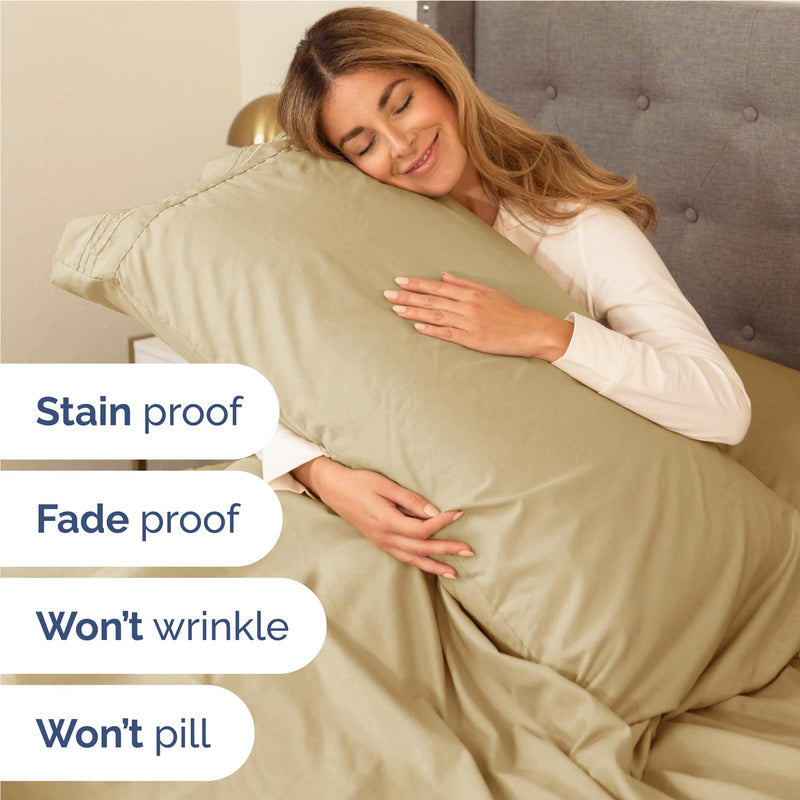 Full , Beige : Full Size Sheet Set - 4 Piece - Hotel Luxury Bed Sheets - Extra Soft - Deep Pockets - Easy Fit - Breathable & Cooling Sheets - Wrinkle Free - Comfy – Beige Tan Bed Sheets - Fulls Sheets – 4 PC