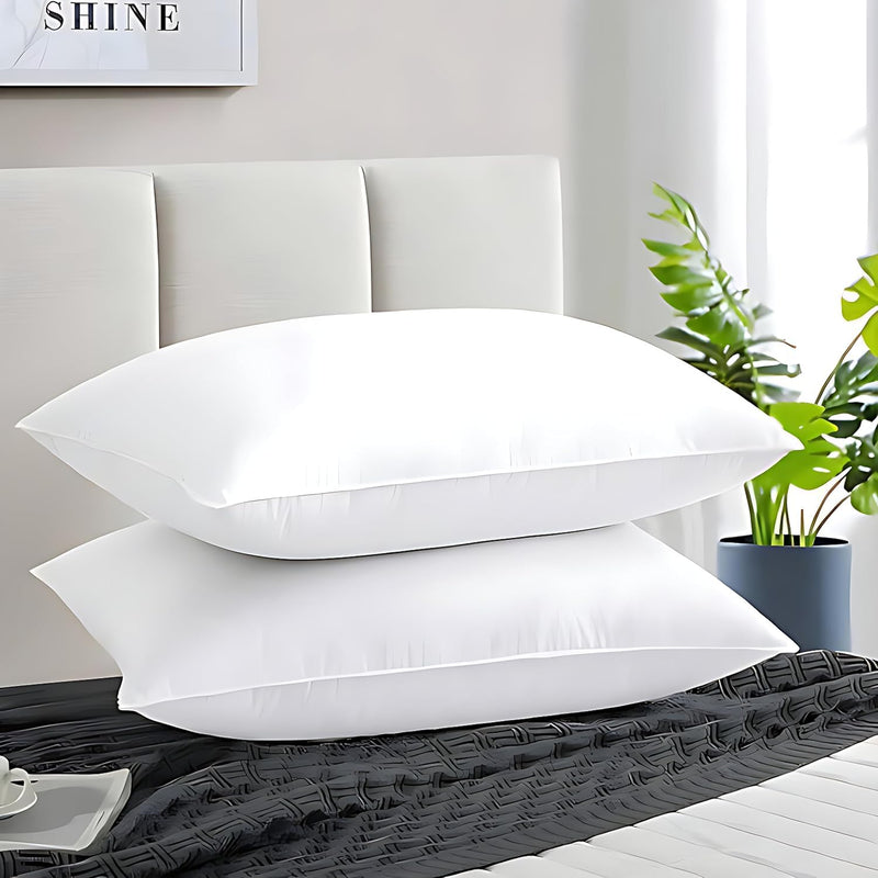 Height Adjustable Microfiber Pillow Set of 2 for Sleeping, without Cover, 16x26 Inches, White