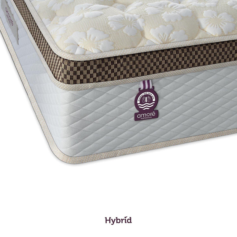 Amore Hybrid 8 Inch Eurotop Memory Foam,H R Foam & Pocket Spring Orthopedic King Size Mattress (78x72x8).