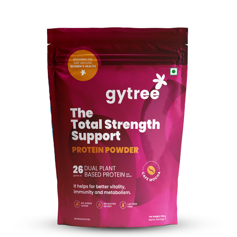 Gytree Protein Powder For Women | Vegan Dual Plant-Based Protein | 26 Gm of Pea & Brown Rice Protein | Helps Reduce with Weight Loss, No Bloating, Boosts Immunity & Metabolism (Cafe Mocha, 250g)