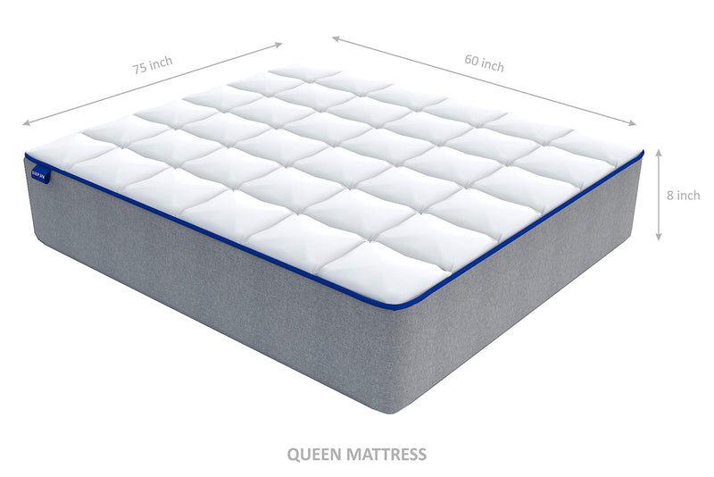 SLEEPSPA by COIRFIT MEMO-X 8' Inch Queen Size Memory Foam Mattress | Provides Comfort, Back and Spinal Support | Pressure Relieving, Firm, Breathable, Quilted Knitted Fabric (75x60x8, White)