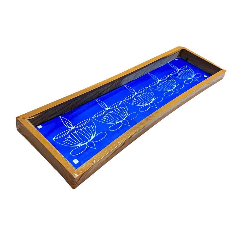 Anciently Lotus Agal Diya Border Rangoli Stencil Wooden, Rangoli Sacha Wooden, 1 Piece (17x5 Inches)