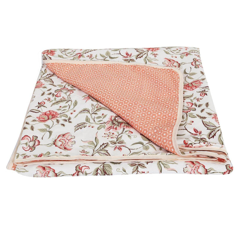 SNOWGREEN EXPORT Pure Cotton Reversible Ac Dohar Double Bed Size Dohar | Quilt|Summer Special Dohar | Cotton Dohar | Soft Ac Living Room Blanket, Light Peach, 88x84 Inches