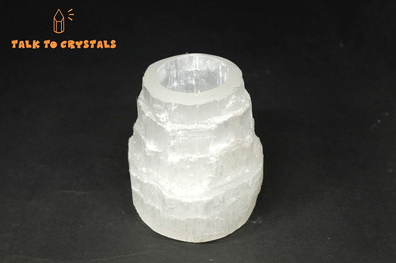 Talk To Crystals Mountain Shape White Selenite Candle Holder